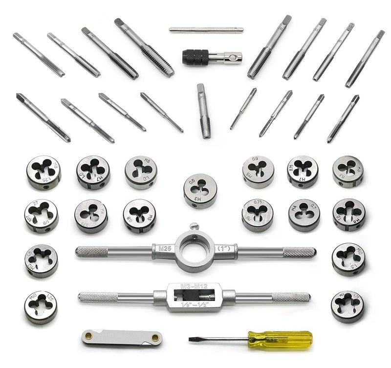 GMTOOLS 40PCS Tap and Die Set, Metric Size Standard M3 to M12, Threading Tool Set for Cutting External and Internal Threads with Adjustable Handles, Complete Accessories and Storage Case - Image 3